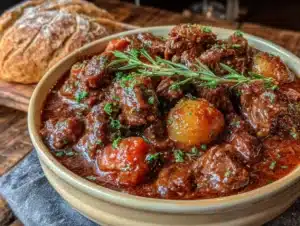 cozy 5-ingredient crockpot beef stew with red wine - featured image