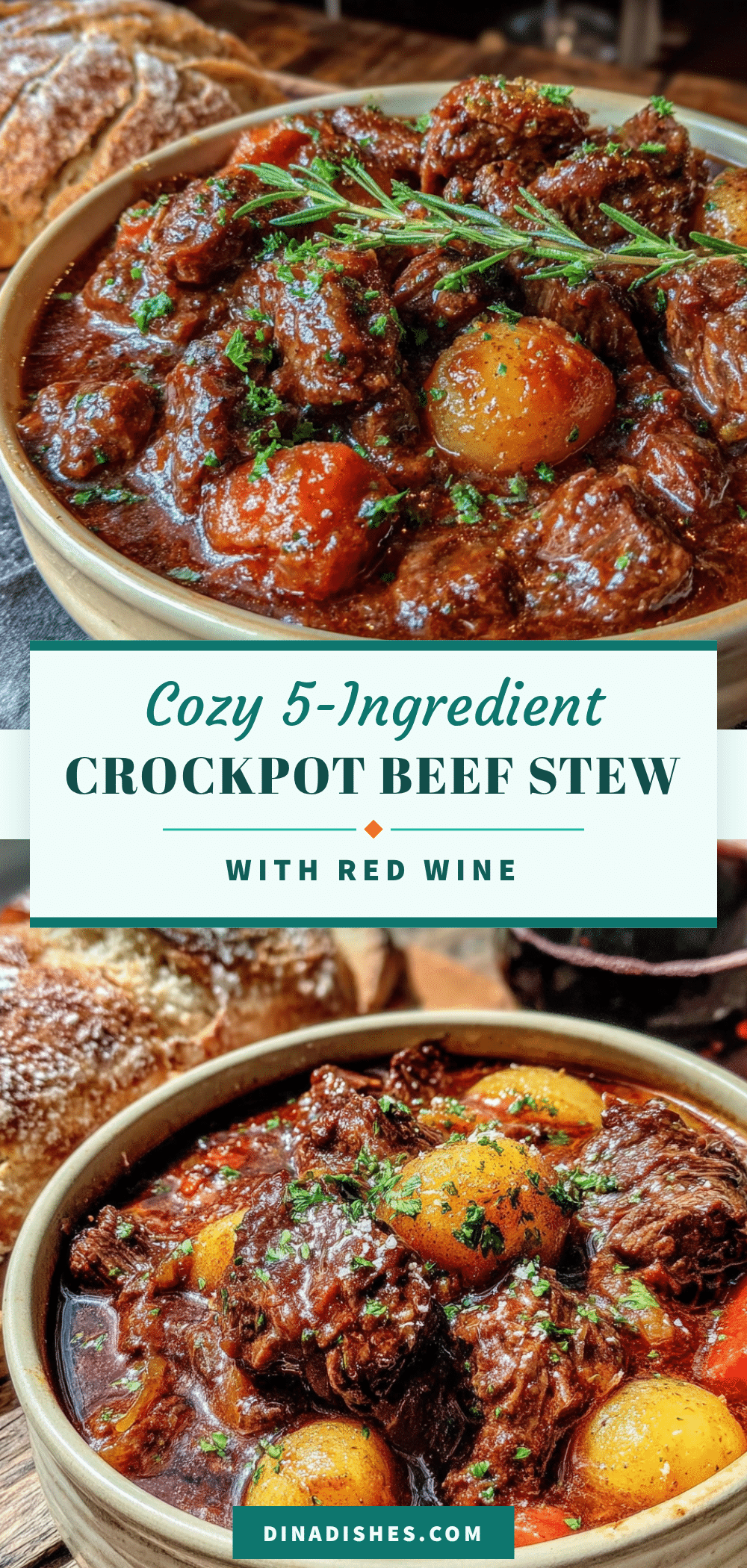 cozy 5-ingredient crockpot beef stew with red wine recipe
