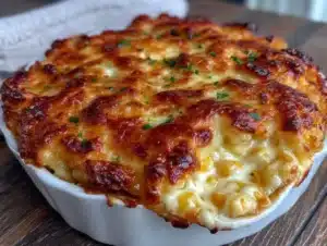 cozy cheesy corn casserole - featured image