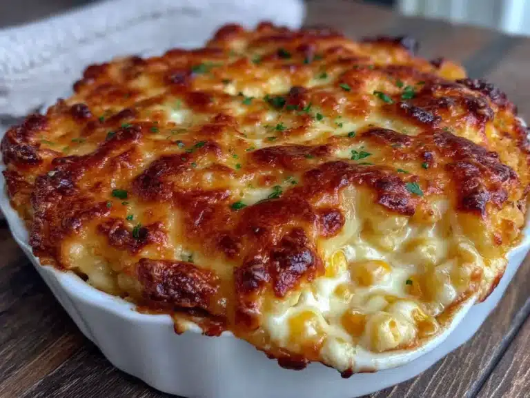 cozy cheesy corn casserole - featured image