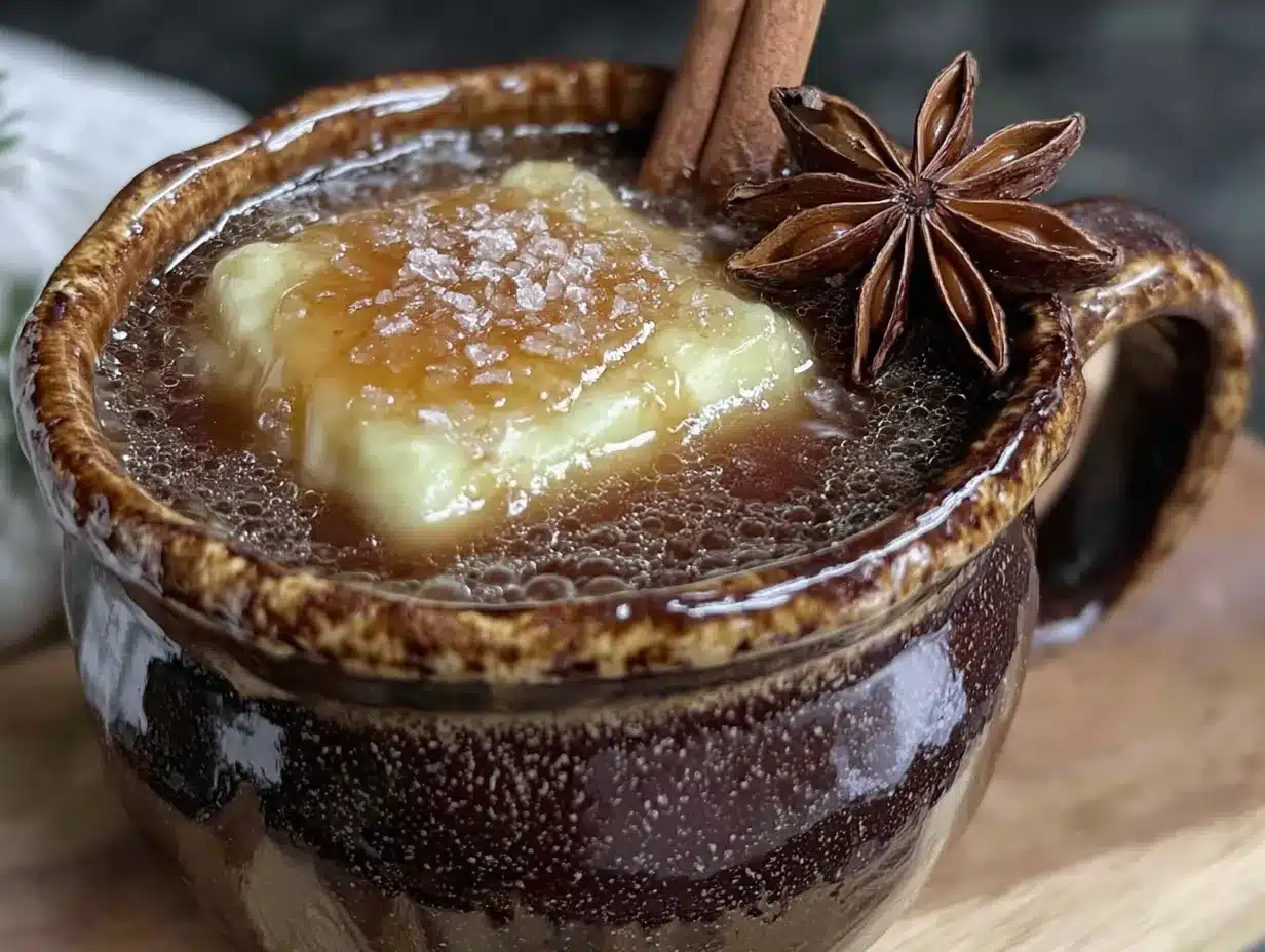 cozy hot buttered rum with cinnamon stick preparation steps
