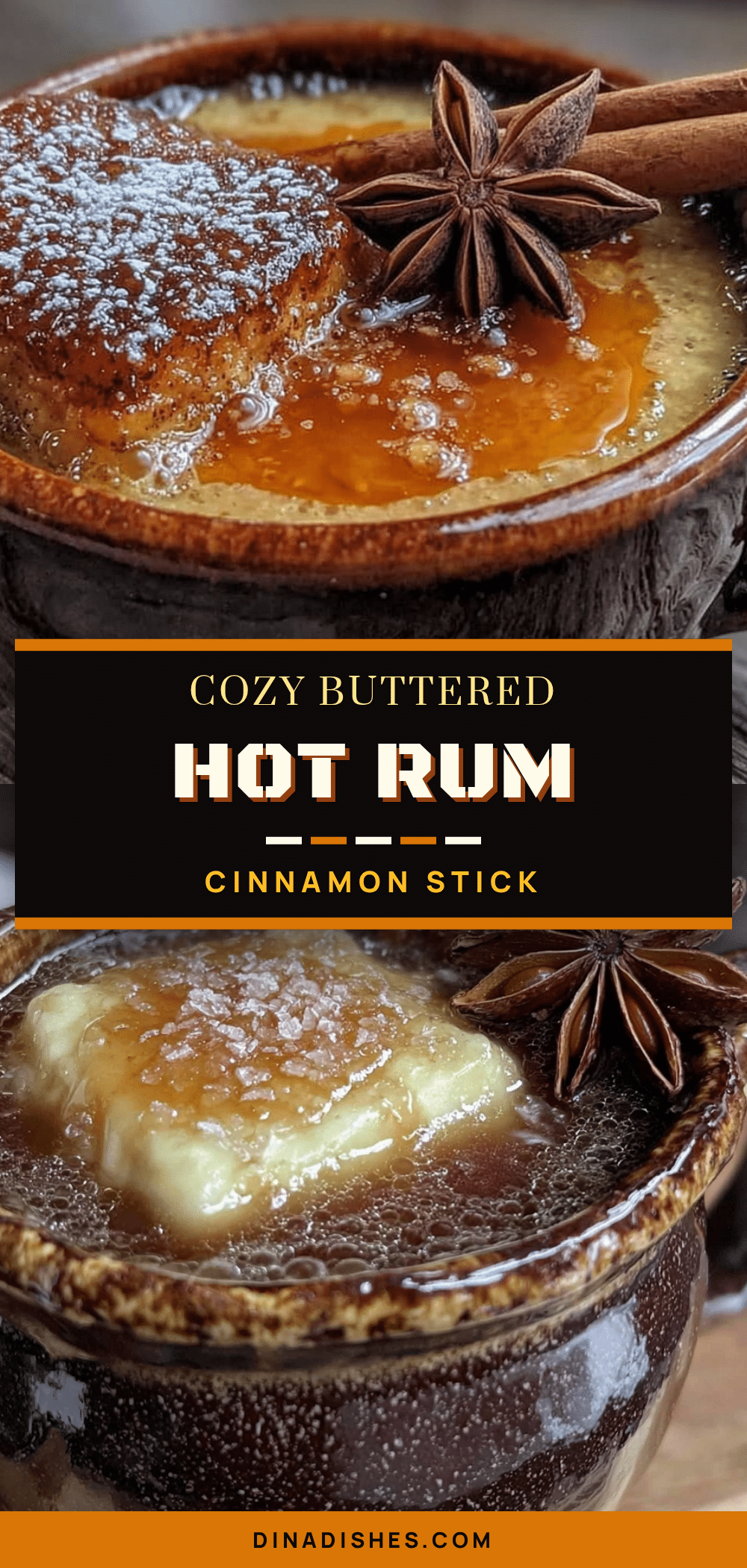 cozy hot buttered rum with cinnamon stick recipe