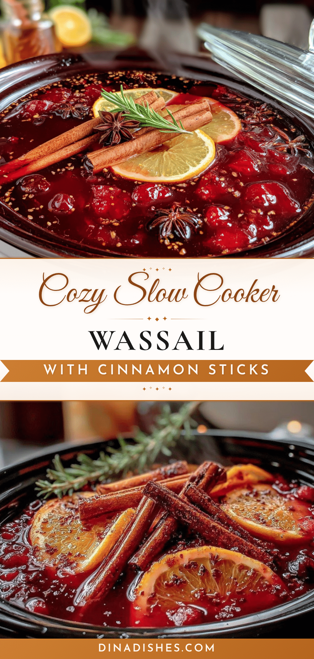 cozy slow cooker wassail with cinnamon sticks recipe