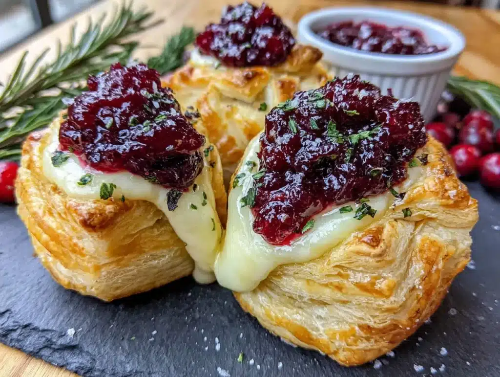 cranberry baked brie bites - featured image