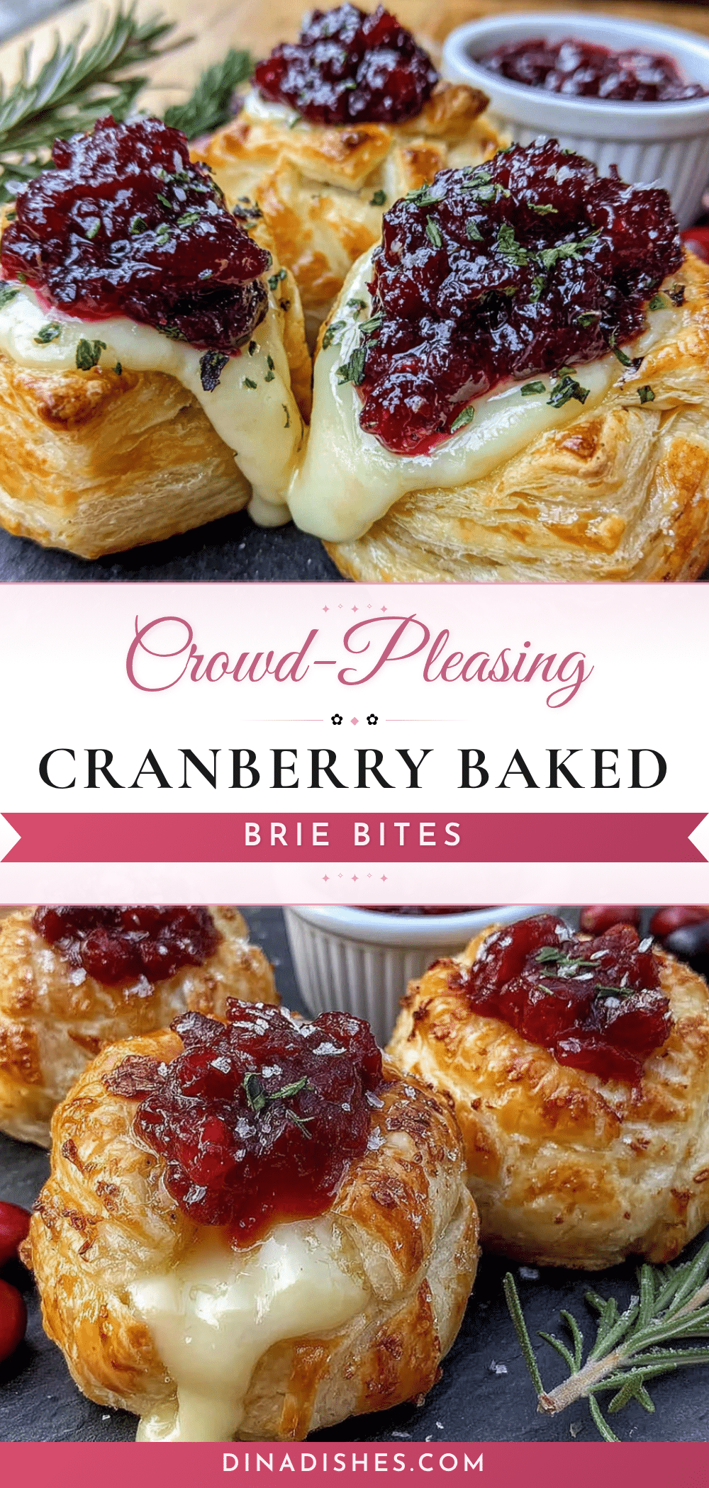 cranberry baked brie bites recipe
