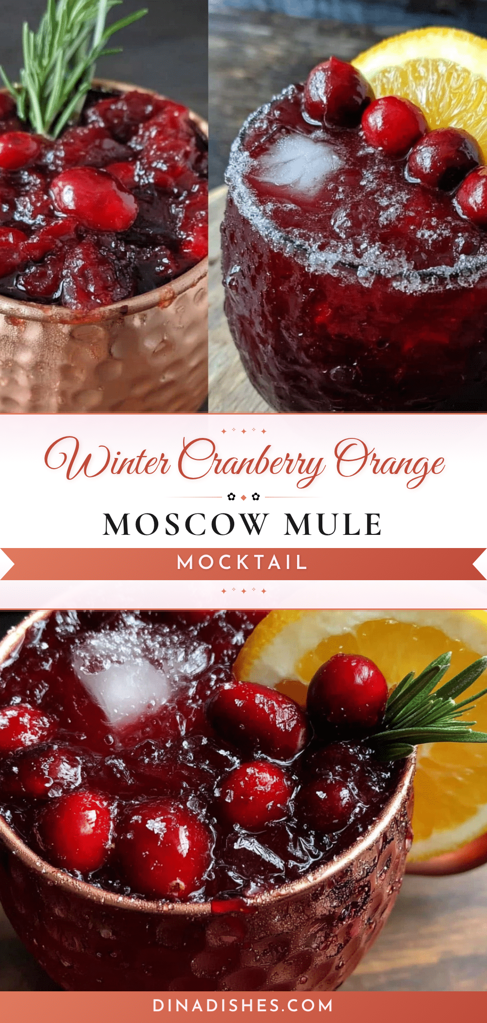 cranberry orange moscow mule mocktail recipe