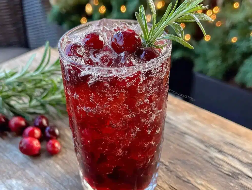 cranberry rosemary christmas cocktail - featured image