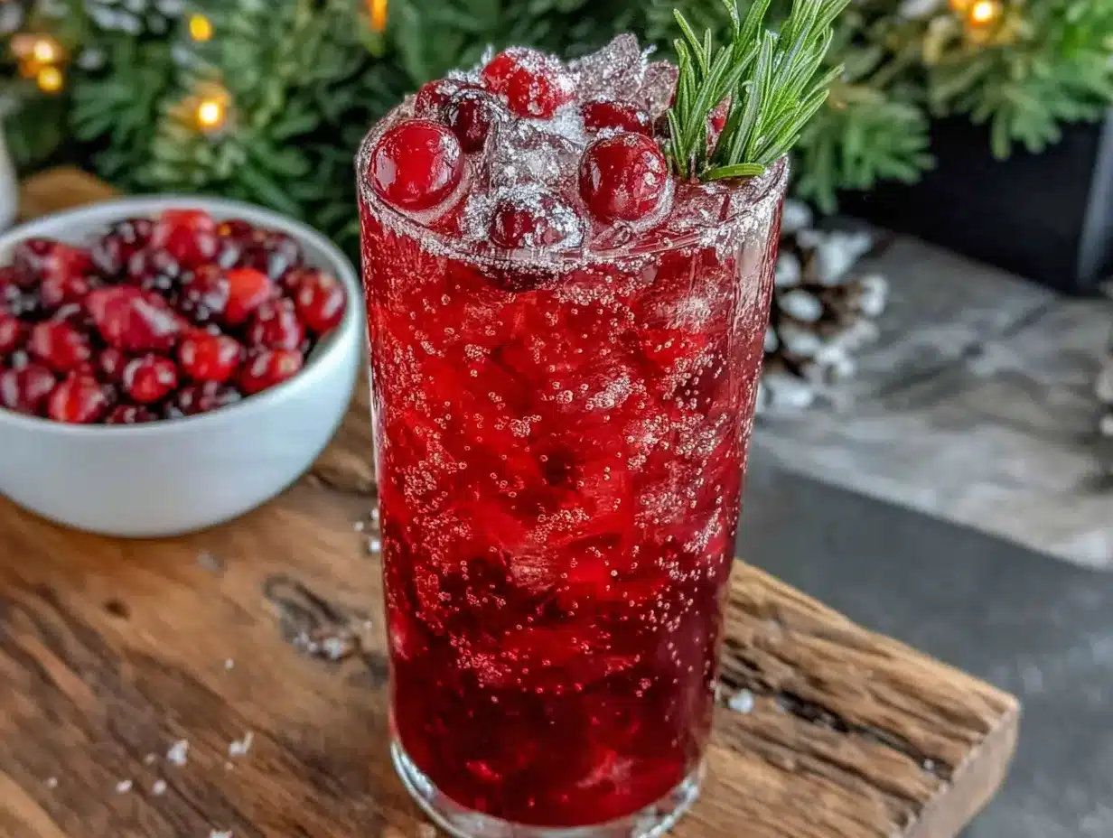 cranberry rosemary christmas cocktail preparation steps