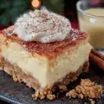 creamy no-bake eggnog cheesecake bars - featured image