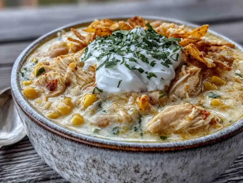 creamy white chicken chili - featured image