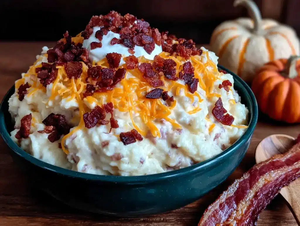 crockpot potato soup with bacon and cheddar - featured image