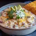 crockpot white chicken chili with roasted poblano - featured image
