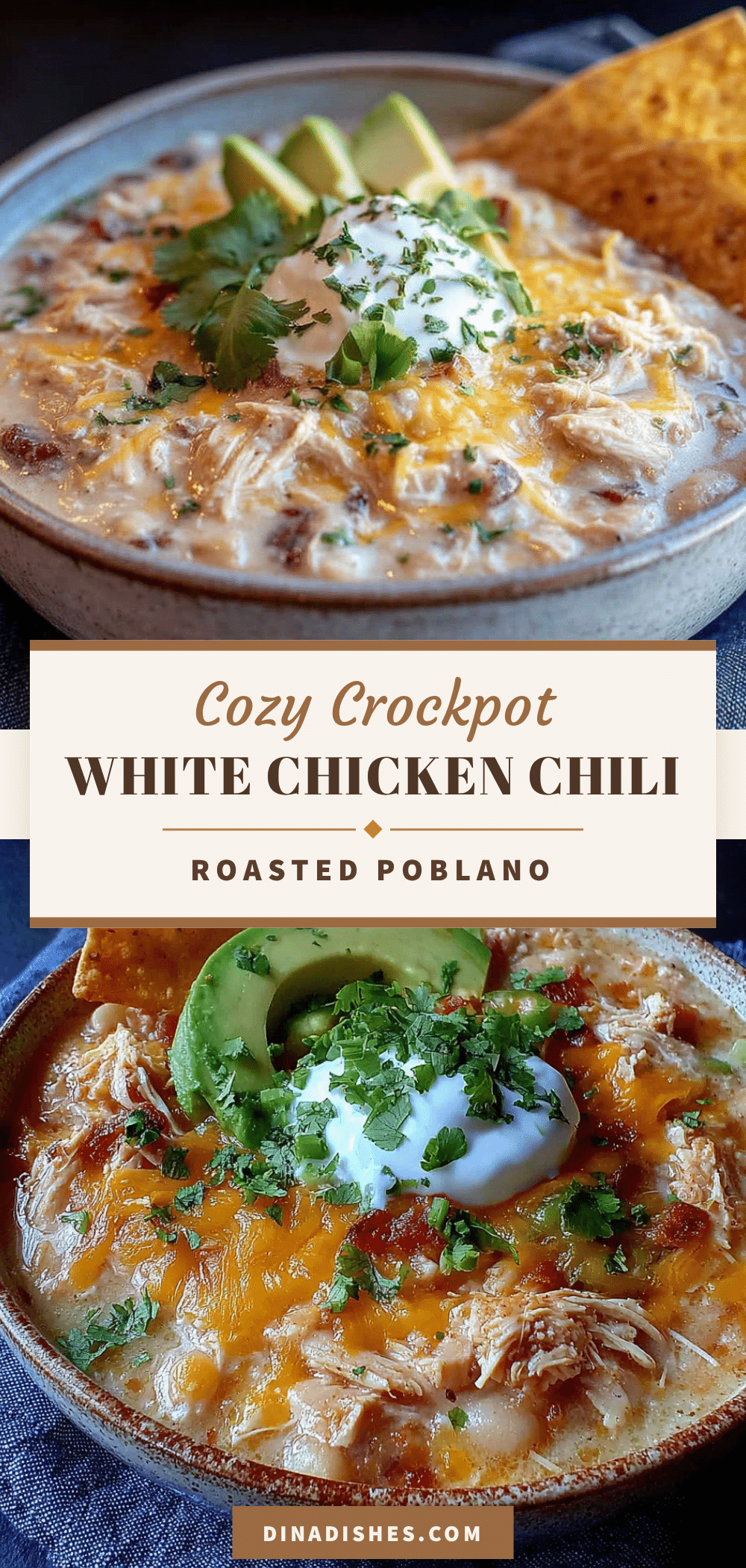 crockpot white chicken chili with roasted poblano recipe