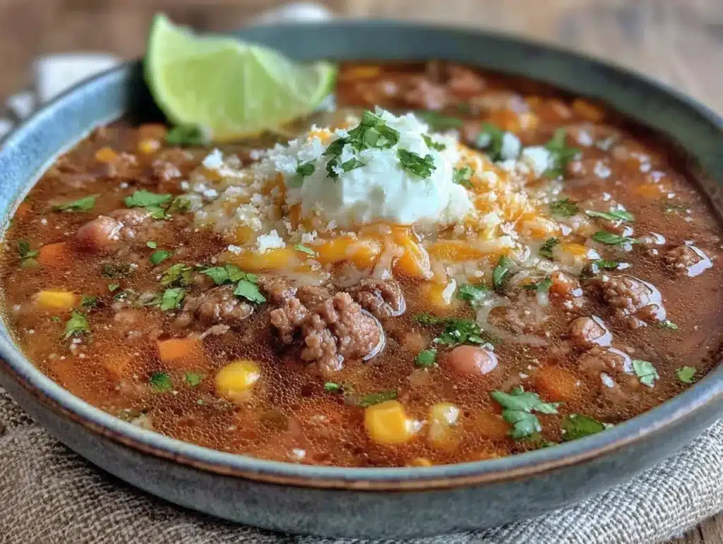 easy 30-minute cheesy taco soup - featured image