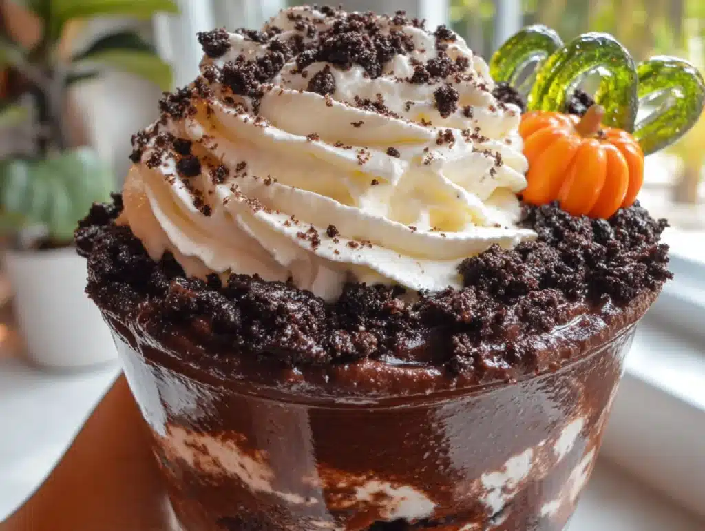 Easy Halloween Dirt Cups with Gummy Worms - featured image