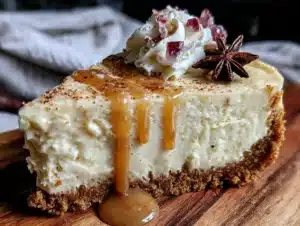 egnog cheesecake with gingerbread crust - featured image