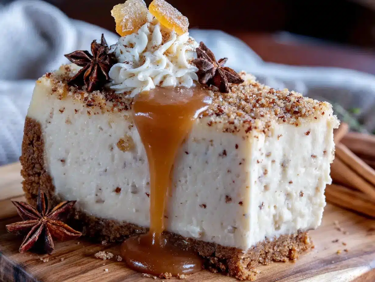 egnog cheesecake with gingerbread crust preparation steps