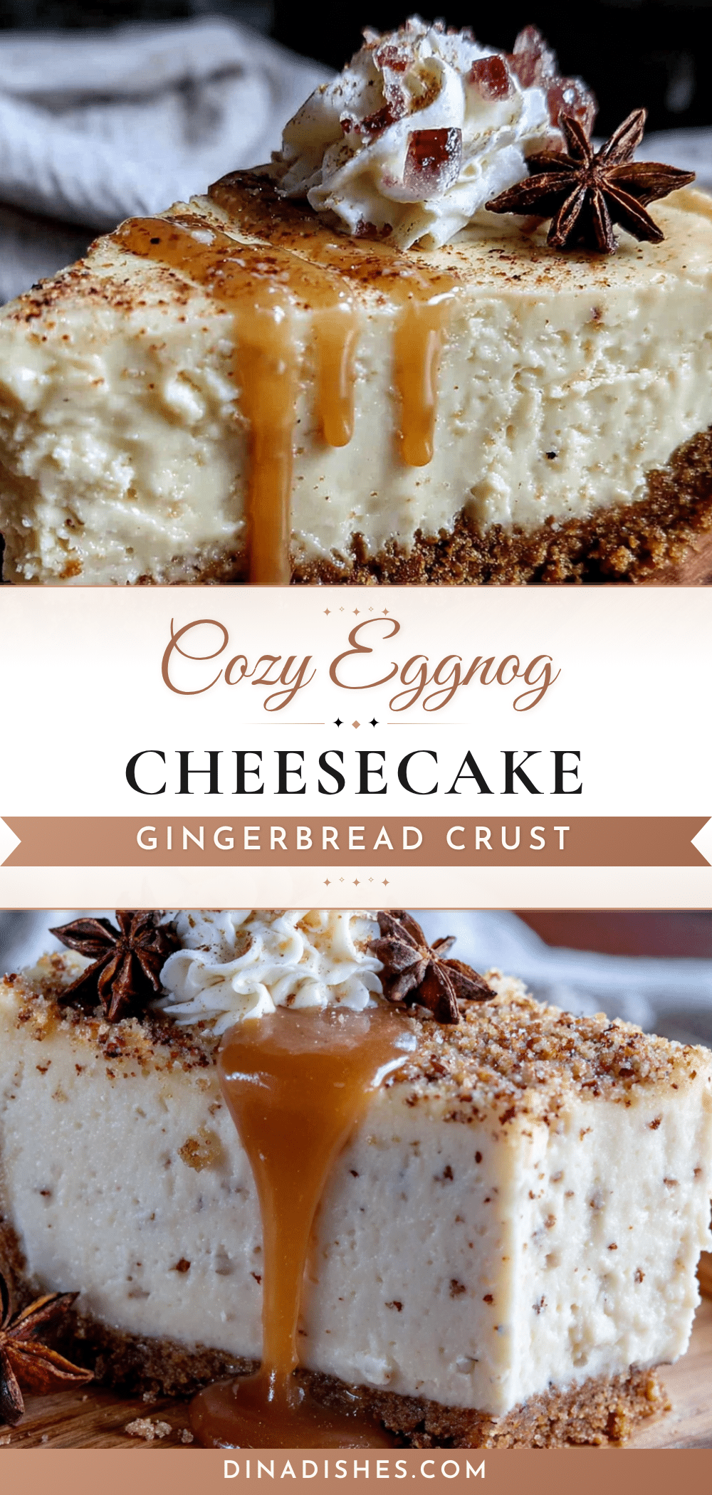 egnog cheesecake with gingerbread crust recipe