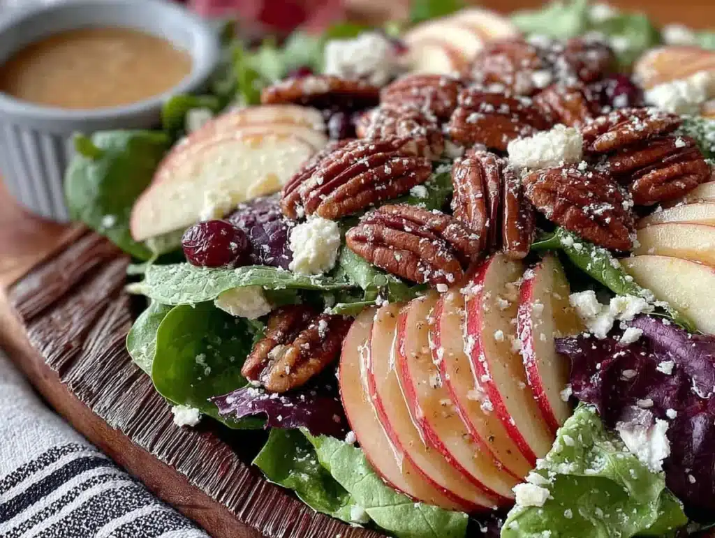 fall harvest salad with apples and pecans - featured image