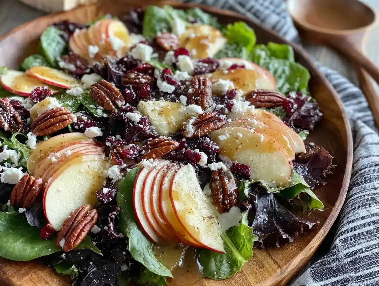 fall harvest salad with apples and pecans preparation steps