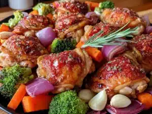 garlic butter chicken thighs and veggies - featured image