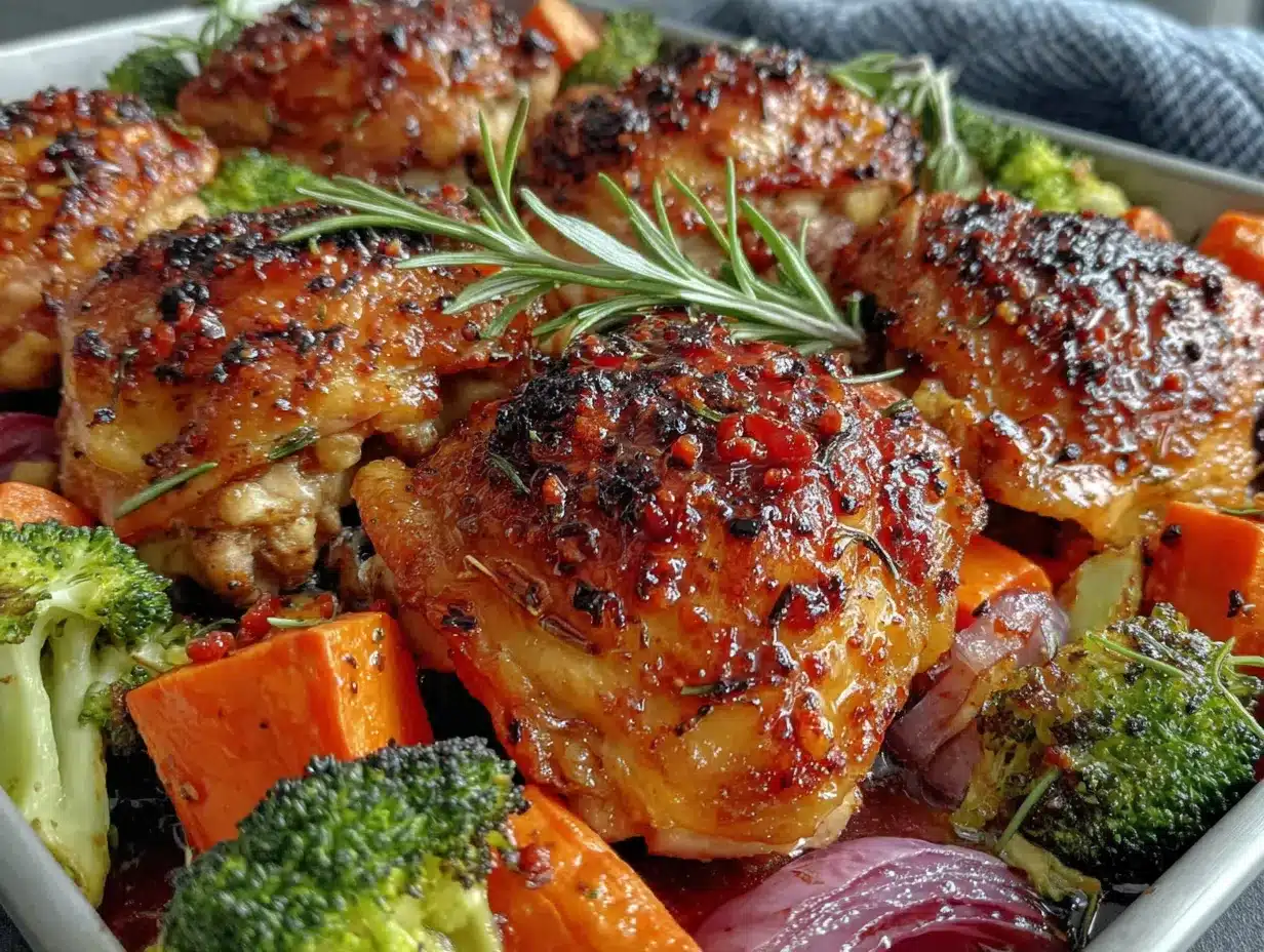 garlic butter chicken thighs and veggies preparation steps
