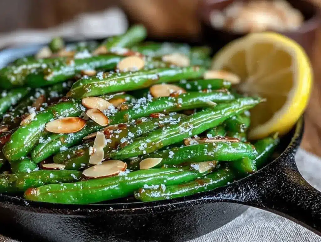 green bean and almond skillet - featured image