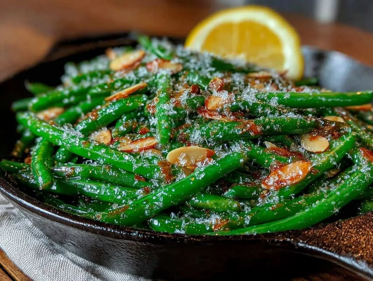green bean and almond skillet preparation steps