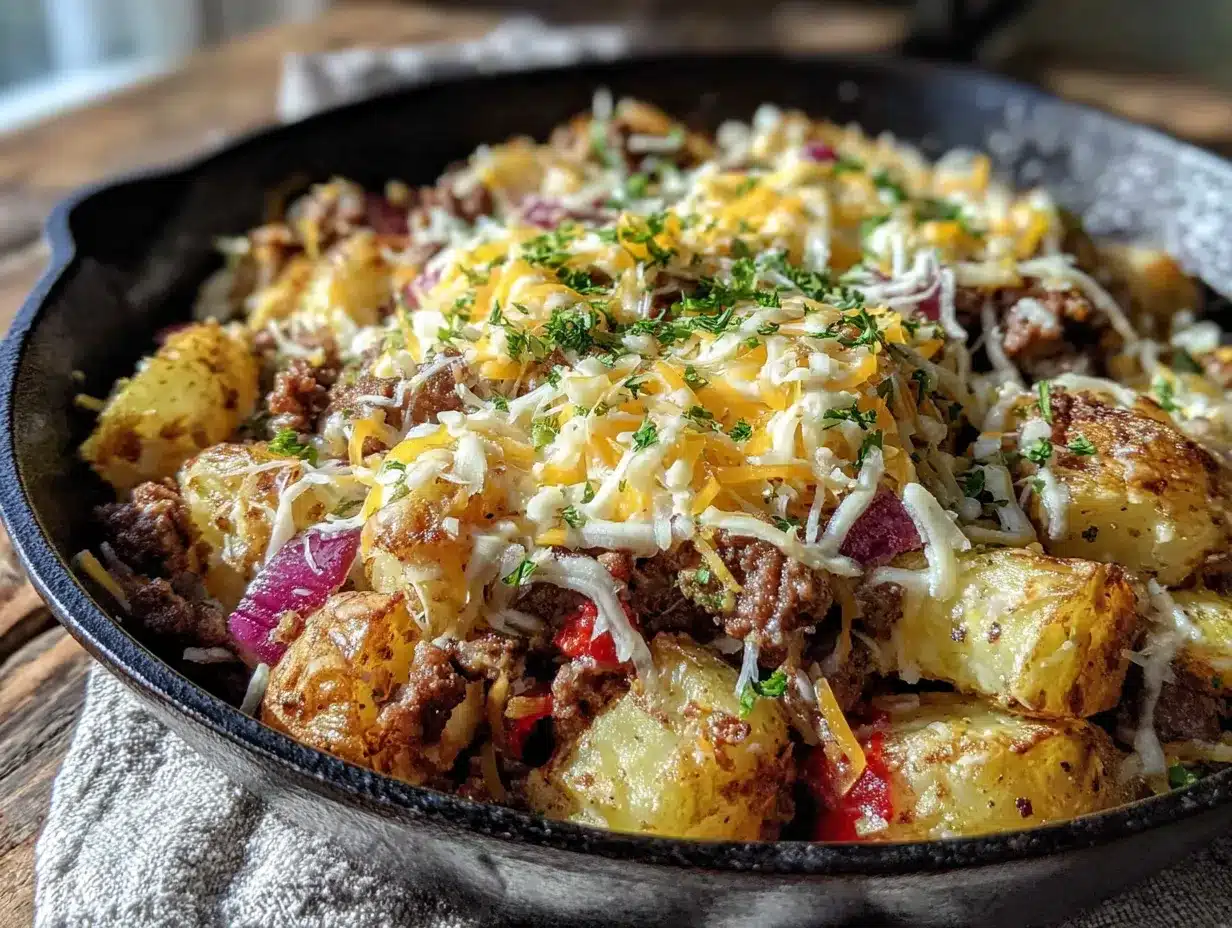 ground beef and potato skillet preparation steps
