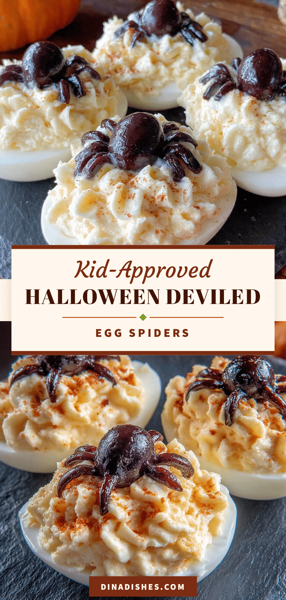 Halloween deviled egg spiders recipe