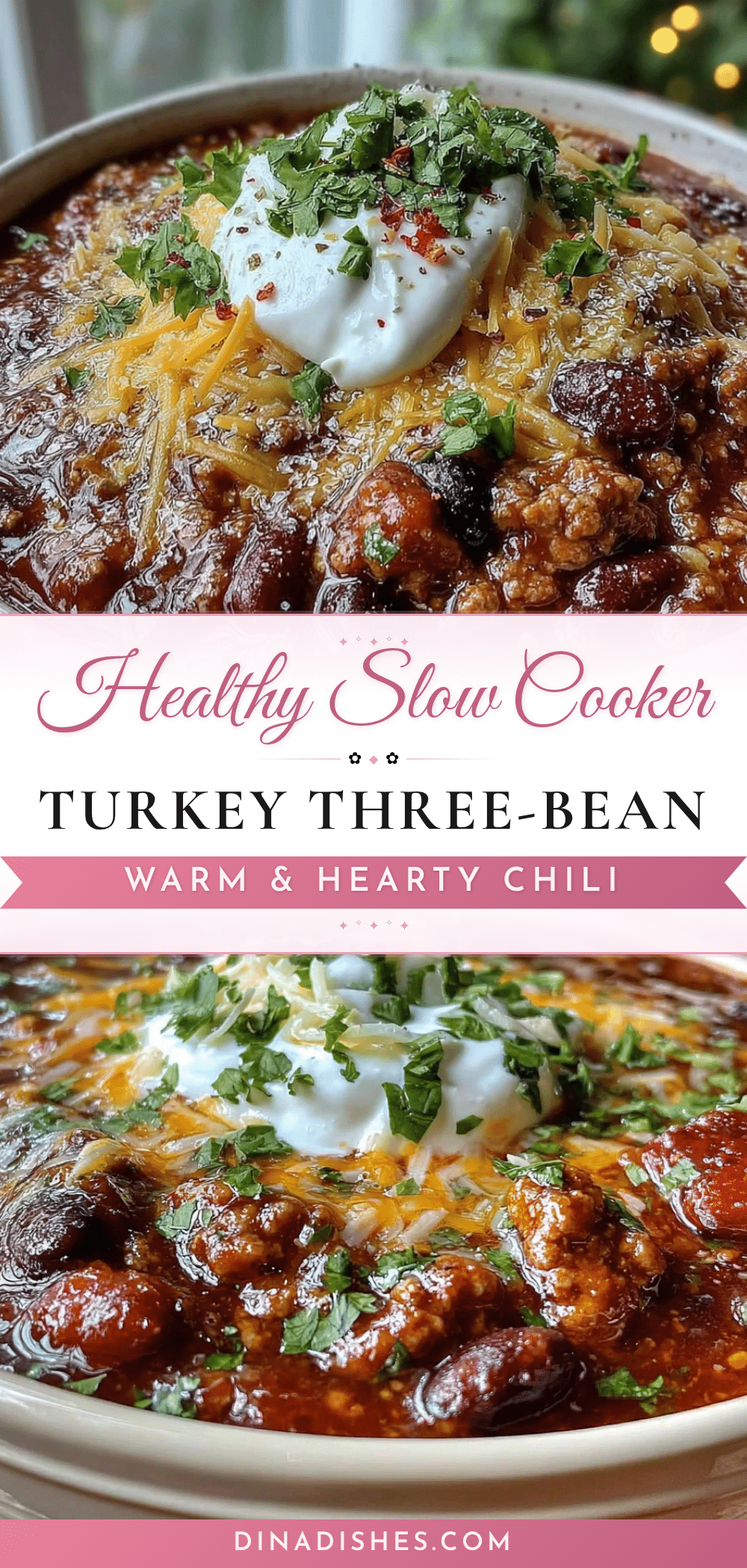 healthy slow cooker turkey three-bean chili recipe