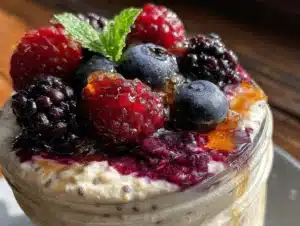 high fiber overnight oats with chia - featured image