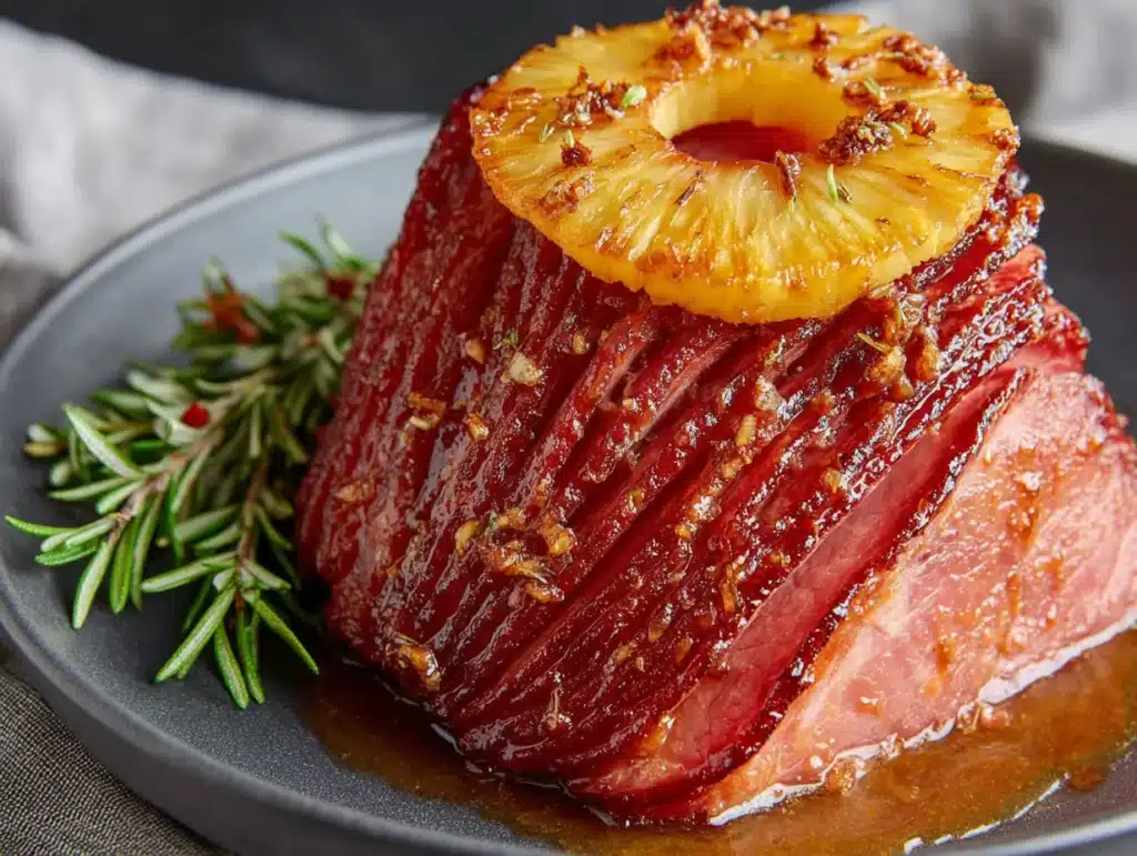 honey glazed ham with brown sugar pineapple crust - featured image