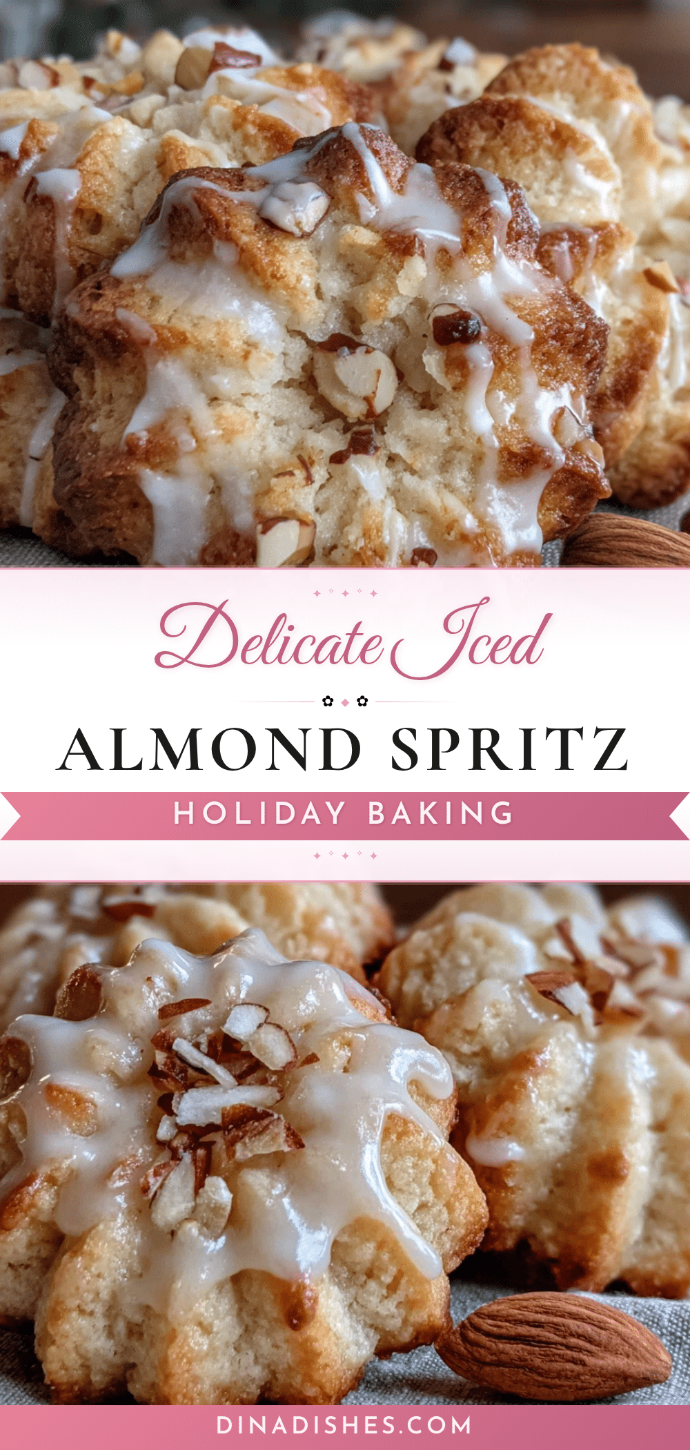 iced almond spritz cookies recipe
