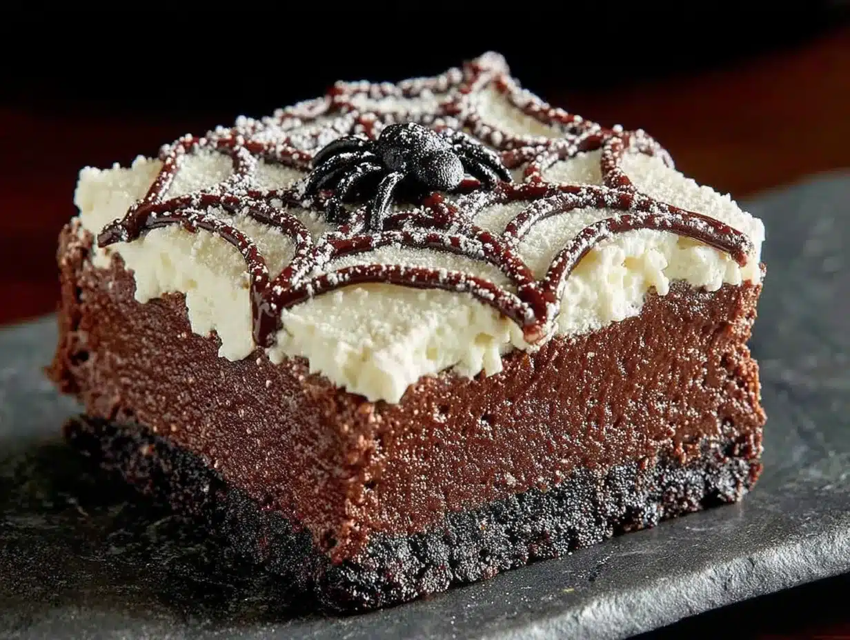 Kid-Friendly Black Velvet Spiderweb Cheesecake Bars preparation steps