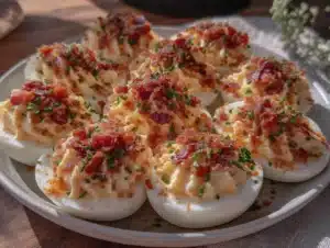 kid-friendly deviled eggs with bacon - featured image