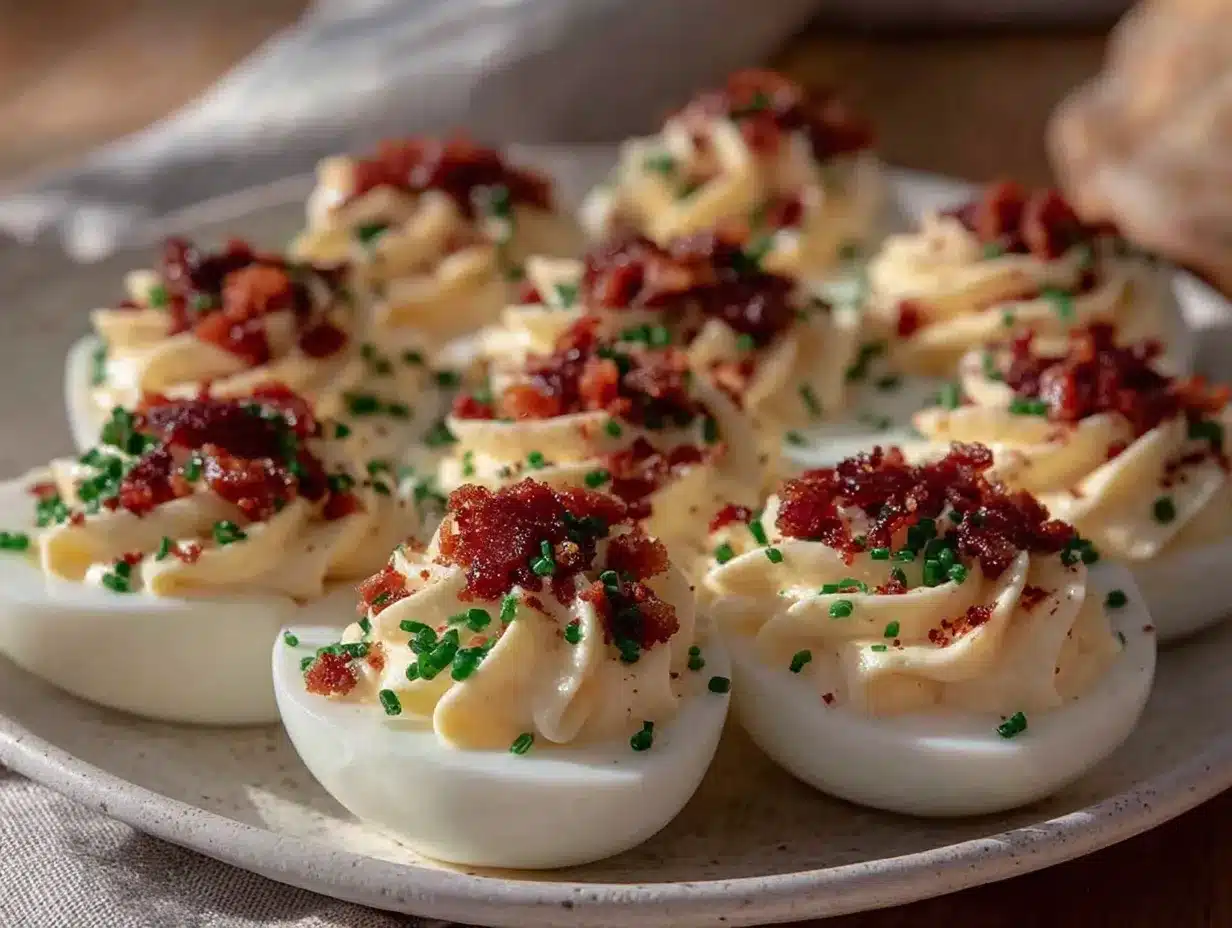 kid-friendly deviled eggs with bacon preparation steps