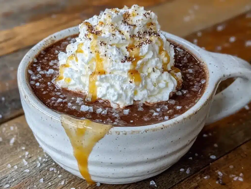 light and cozy salted caramel hot cocoa - featured image