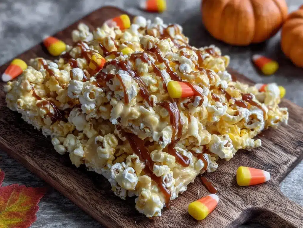 lightened-up candy corn popcorn bark - featured image