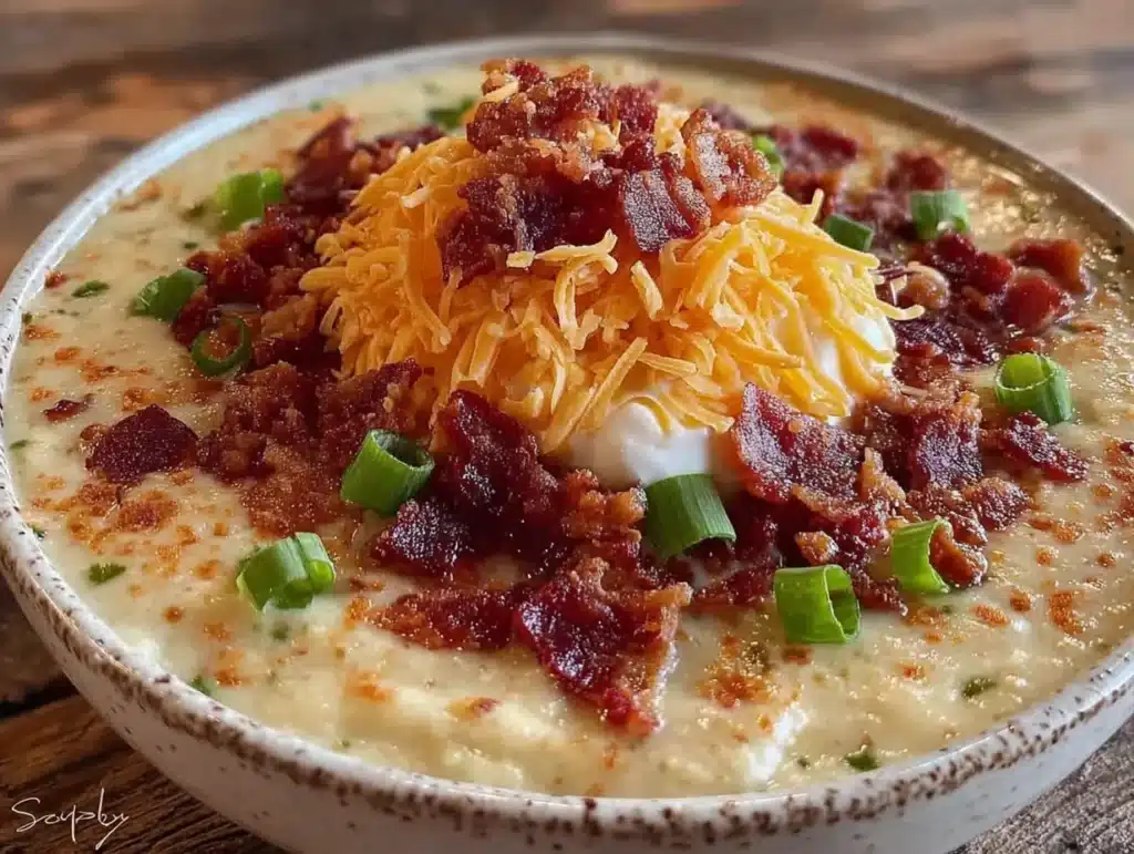 lightened up loaded baked potato soup - featured image