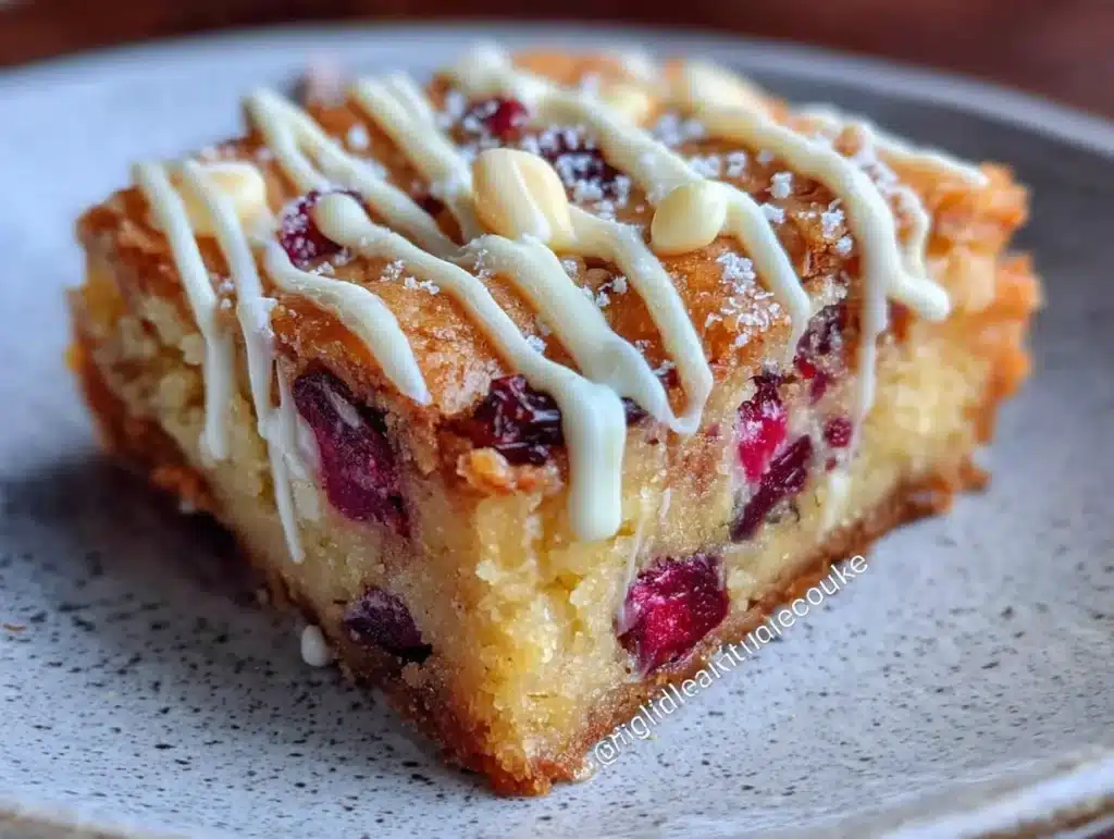 Lighter Cranberry Bliss Bar Blondies with White Chocolate Drizzle - featured image