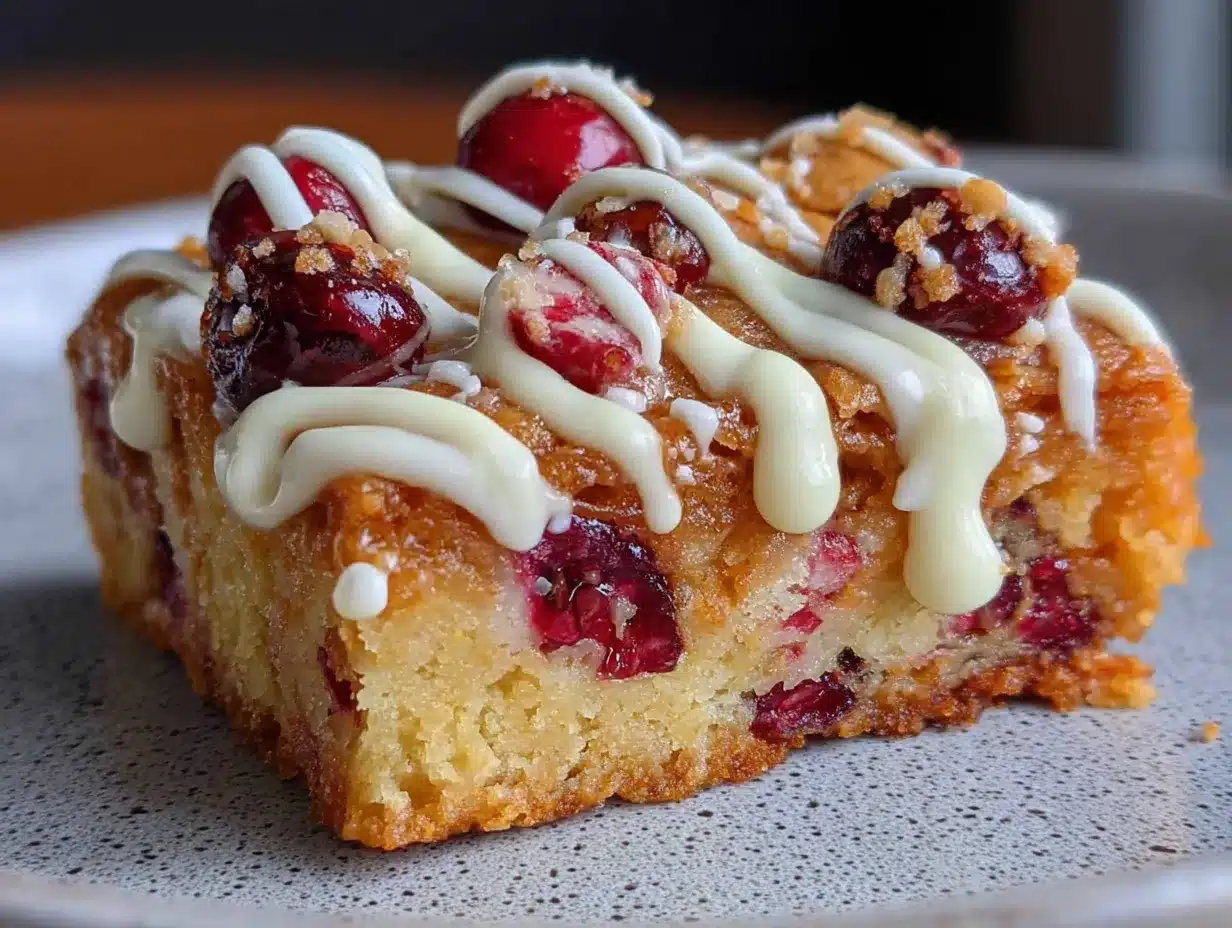 Lighter Cranberry Bliss Bar Blondies with White Chocolate Drizzle preparation steps