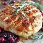 lighter holiday brie cranberry puff pastry board - featured image