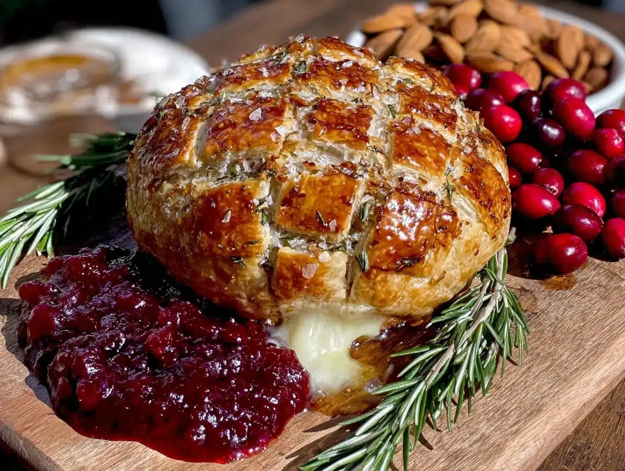 lighter holiday brie cranberry puff pastry board preparation steps