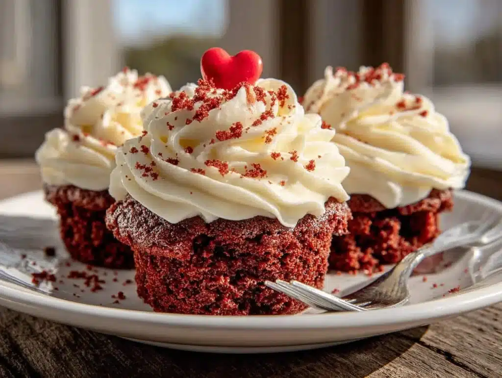 Lighter Red Velvet Heart Cupcakes - featured image
