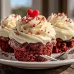 Lighter Red Velvet Heart Cupcakes - featured image
