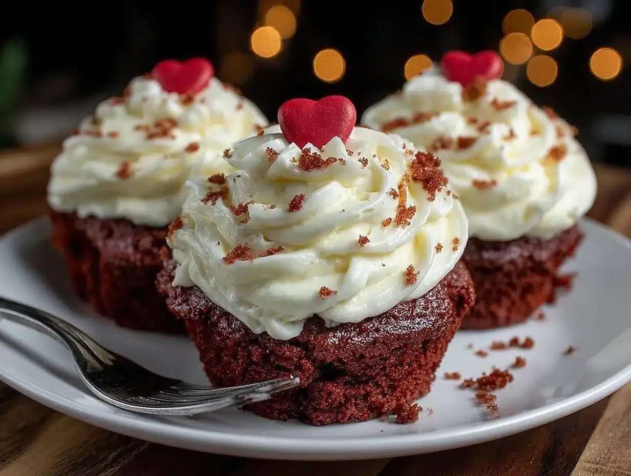 Lighter Red Velvet Heart Cupcakes preparation steps