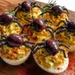 lighter spooky spider deviled eggs - featured image