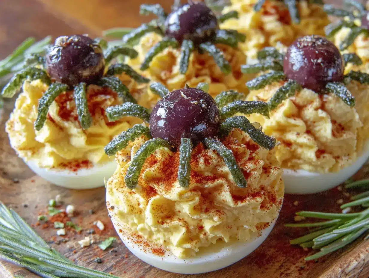 lighter spooky spider deviled eggs preparation steps