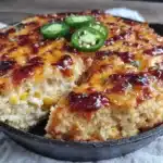 lighter sweet corn casserole with jalapeño and cheddar - featured image